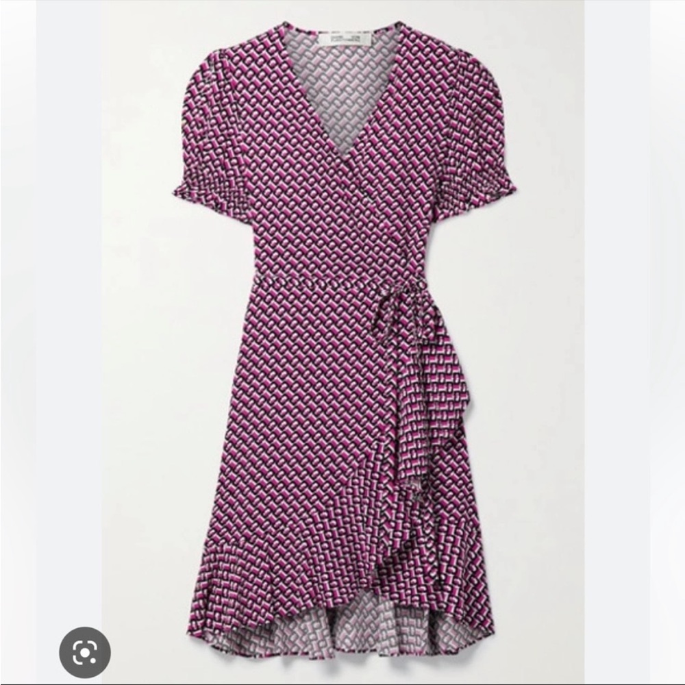 Euc Diane von Furstenberg 3D Chain Emilia Wrap Dress Large